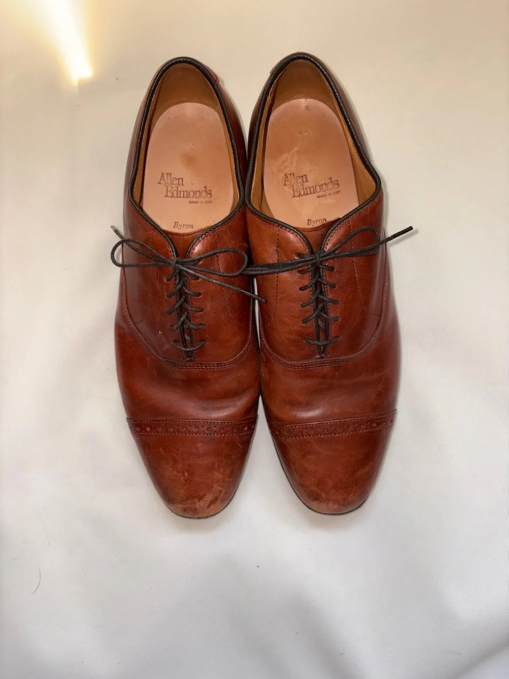 Allen Edmonds Men's Brown Leather Cap-Toe‎ Oxfords Size 10